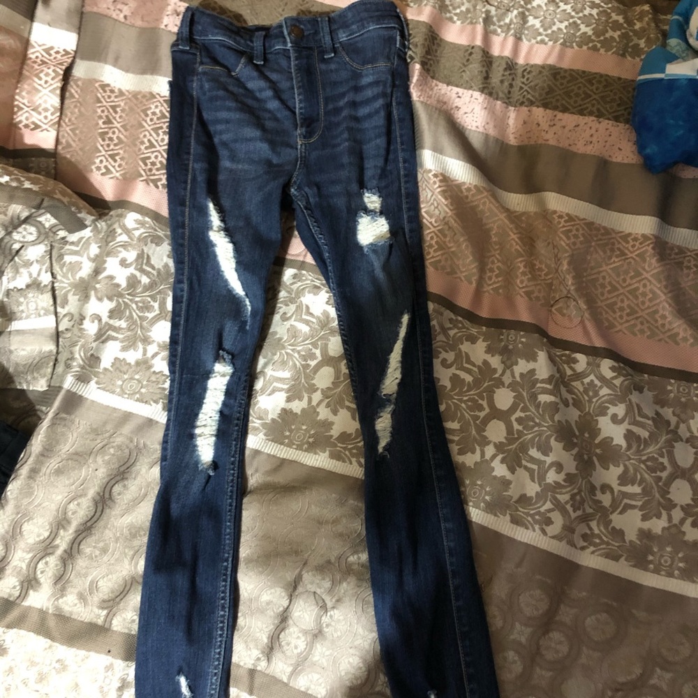 ripped high-rise jeans from hollister